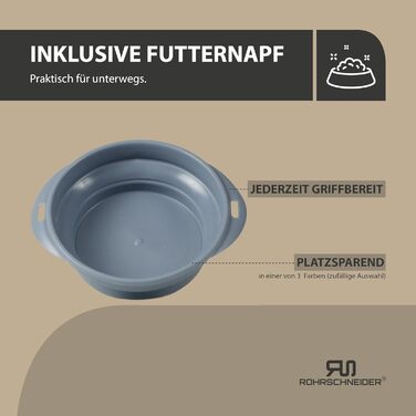 Лежанка для собак Rohrschneider з мискою, сіра, 47 x 30 x 7 см | Лежанка для собак та котів з антиковзаючою основою, Made in EU