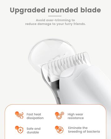 PAPMINI Безшумна машинка для стрижки котів з LED-дисплеєм, Type-C, акумулятор, стригучий інструмент для котів, бездротова машинка для стрижки кігтів, професійна машинка для стрижки лап, вух, обличчя, спини (білий)