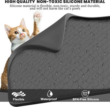 Килимок для котячого туалету Silikon Katzenklo Matte XXL 88x56 см, чорний – водовідштовхувальний, антиковзкий, легко чиститься, для багатоквартирних домівок