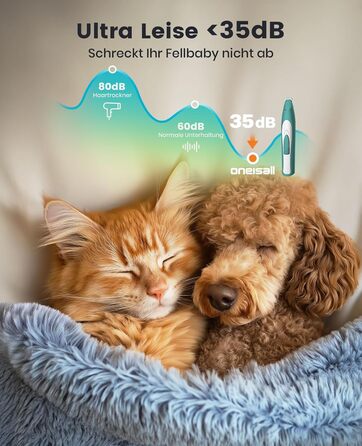 Триммер для собак Oneisall: безшумний, акумуляторний, з LED-підсвічуванням. Ідеально для стрижки подушечок лап, очей, вух та обличчя. Зелений колір