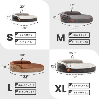 Laifug Овальне собаче ліжко з Memory Foam, 91.4 x 63.3 x 20.3 см, темно-сіре, ортопедичне, з водонепроникним покриттям та знімним, пральним чохлом. Розмір Large, темно-сірий