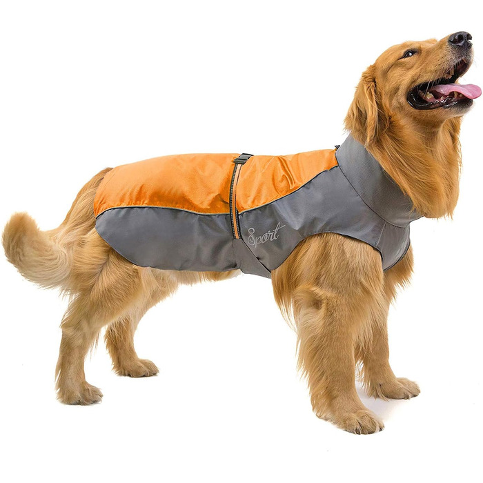 Водонепроникний дощовик для собак Ranphy середніх та великих порід, з захистом живота, світловідбиваючий, дихаючий, ультралегкий, для джек-расселів, лабрадорів, 6XL, зелений та чорний (4XL(Обхват грудей:70см), помаранчевий та сірий)