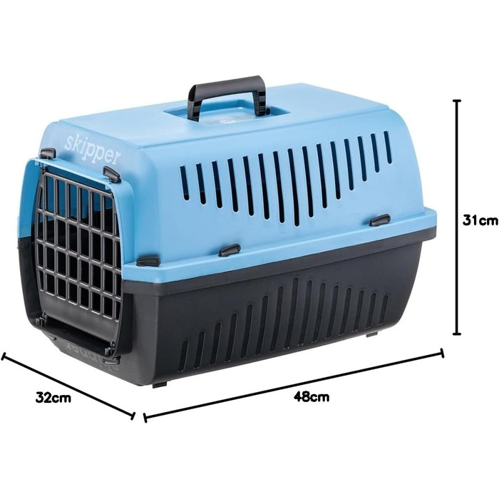 Переноска для кота та собаки Ferplast SKIPPER 3, 62x41x38 см, пластик, блакитна