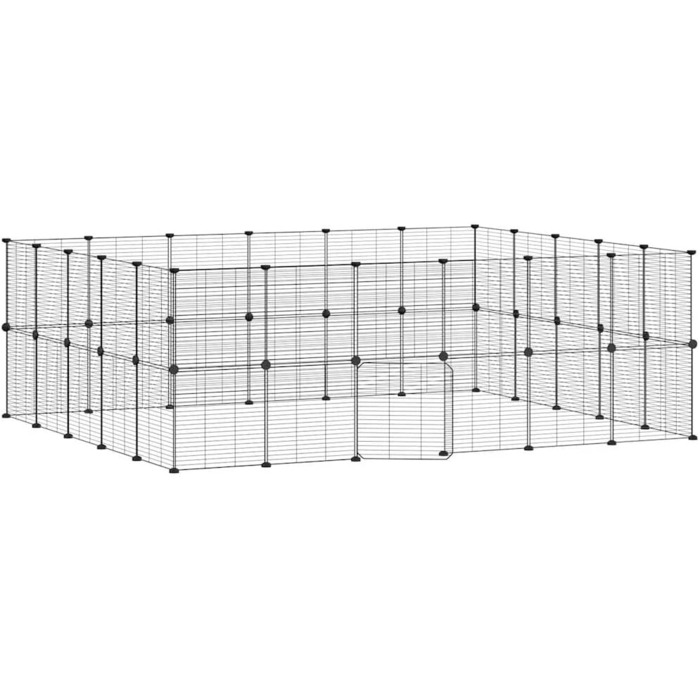 Клітка для тварин vidaXL, 44 елементи, сталева, 35x35 см, чорна, для кроликів, цуценят, універсальна