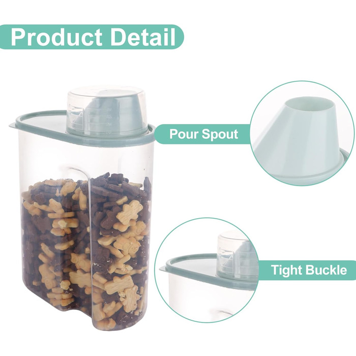 Контейнери для корму для собак 3 шт., 2,5 л, 15 x 23 см, контейнери для зберігання корму для домашніх тварин з мірними склянками, герметичні контейнери для корму для собак з виливною горловиною, пластикові контейнери для корму для котів