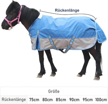 Водонепроникна дихаюча попона-дощовик для поні та міні-коней 1200D без підкладки, королівський синій, 80 см