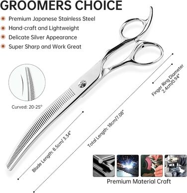 Професійна витончена ножиці для грумінгу собак та котів, 7 дюймів, японська сталь
