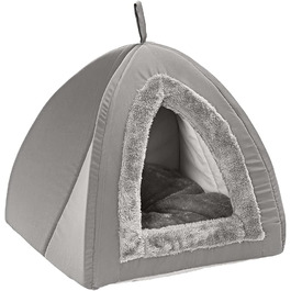Кігтечка для котів Dehner Findus, затишна печерка, 45 x 45 x 40 см, поліестер, сірий колір