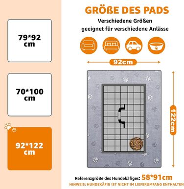 Підкладки для тварин PICK FOR LIFE, 2 шт. - швидко поглинаючі, 92x122 см, для цуценят та дорослих собак, сірі