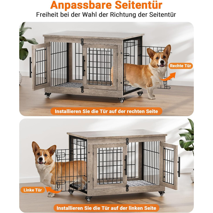 Кіяпка: Будка для собак у дім з подушкою, 98x64x68 см (Сірий, M)