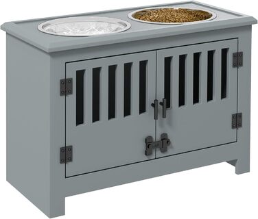 Підставка для годівлі собак PawHut з двома мисками, 2 x 2L, нержавіюча сталь, сіра