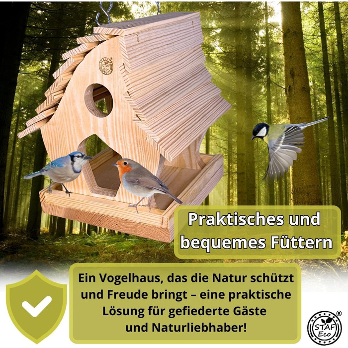 Дім для птахів на балкон: дерев'яний, ручної роботи, для саду та балкону, стійкий до погодних умов