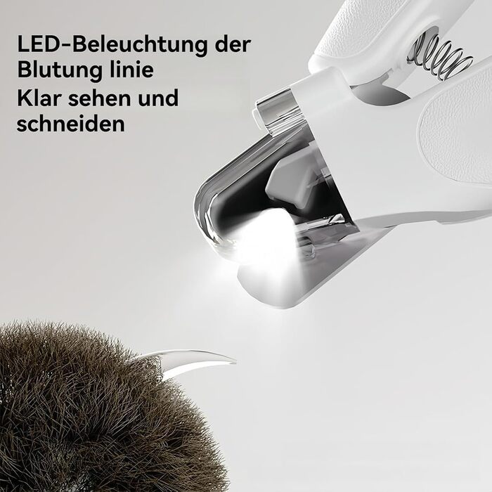 Триммер для когтів домашніх тварин 2-в-1 з LED-підсвічуванням Krallenschneider, з контейнером для збору, тихий мотор
