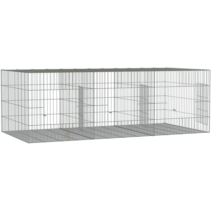 Клітка для кролів vidaXL, 3 секції, 163x79x54 см, оцинкована сталь, вольєр для домашніх тварин