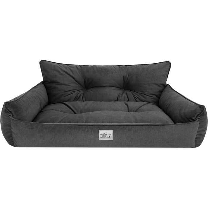 Лежак для собак DOGGY Fancy XL 82x63 см, графітовий, матрац для тварин, диван, прошитий, знімний чохол