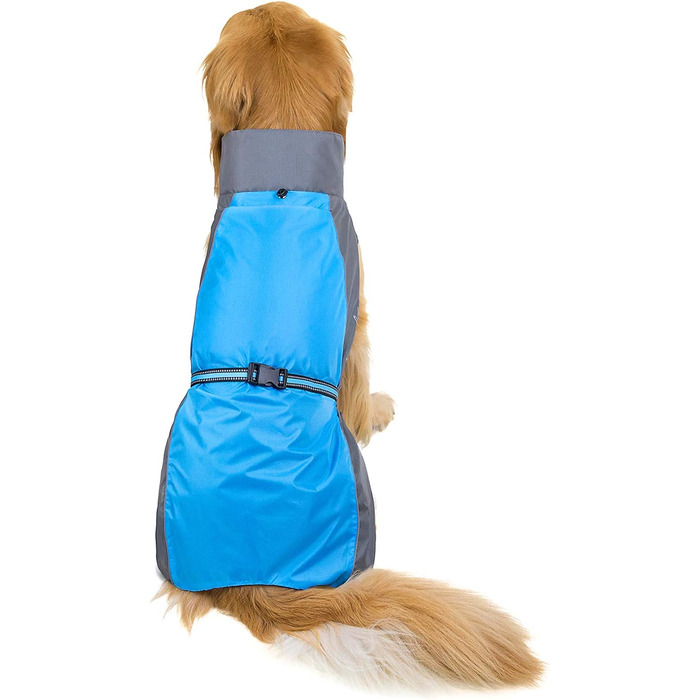 Водонепроникний дощовик для собак Ranphy, середній та великий розмір, з захистом живота, світловідбиваючий, дихаючий, для Дакселів та Лабрадорів, ультралегкий, безпечний, зелений 6XL, зелено-чорний (6XL(Обхват грудей:80см), синьо-сірий)