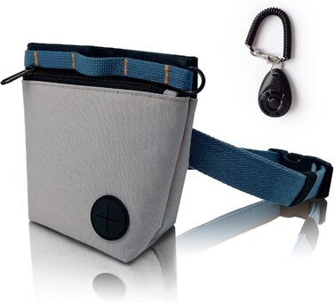 Сумка для ласощів для собак з клікером для дресирування, набір для дресирування собак, магнітна застібка, навчання без рук (Сірий)