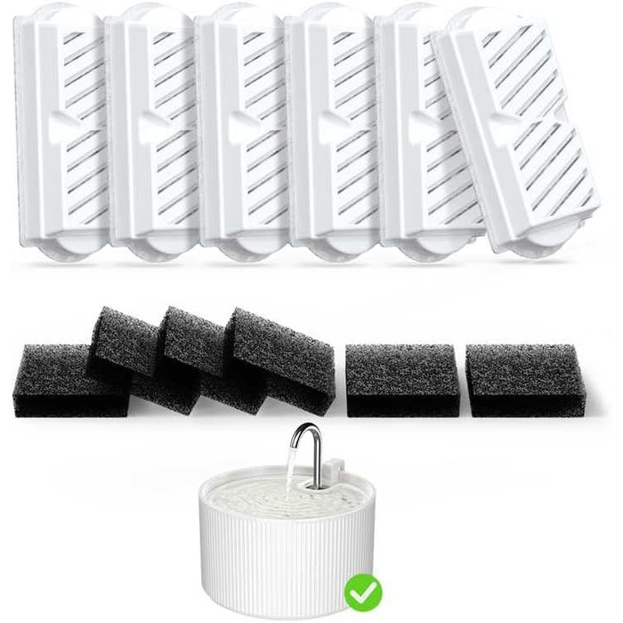 Керамічний фонтанчик для котів 2.2л з автоматичною подачею води, тихий насос та 6 фільтрів