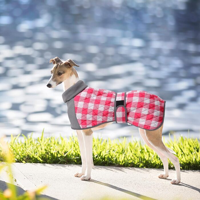 Теплий стьобаний термо-мандель для собак, водонепроникний, рожево-клітинний, з отвором для шлейки, з флісовою підкладкою, для маленьких, середніх та великих собак, XX-Large рожевий