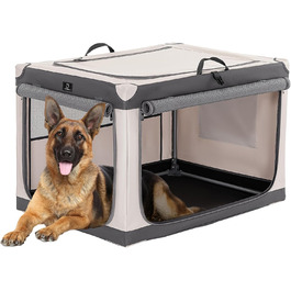 Складана транспортна коробка для великих собак A4Pet XL, м'яка переноска з алюмінієвим каркасом, сіра, для дому та подорожей