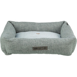 Торрікс Крісло-лежанка для собак Вівана 60x50 см блакитно-сіре, м'яке, з велюровим покриттям, для маленьких собак, з інтегрованим матрацом, антиковзаюча поверхня, м'яке та миється – 37540 L 60 x 50 x 16 см