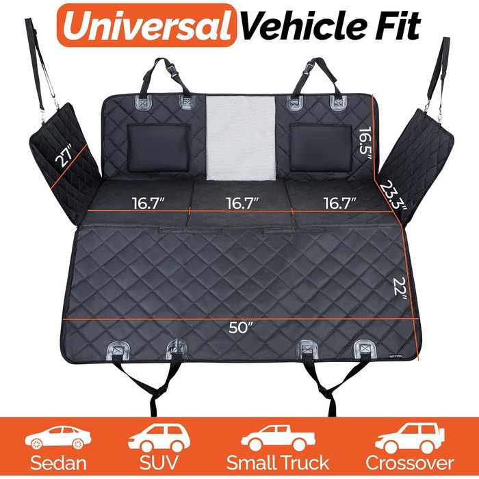 Захист для заднього сидіння авто для собак: килимок з жорстким дном, ліжко, водонепроникний, з сіткою та кишенею для авто/Вантажівки