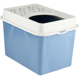 Лотто Мiпет Еко Берти: туалет для котів з верхнім входом, пластик (PP перероблений), бежевий/білий, (57.2 x 39.3 x 40.4 см) (Блакитний/Білий)