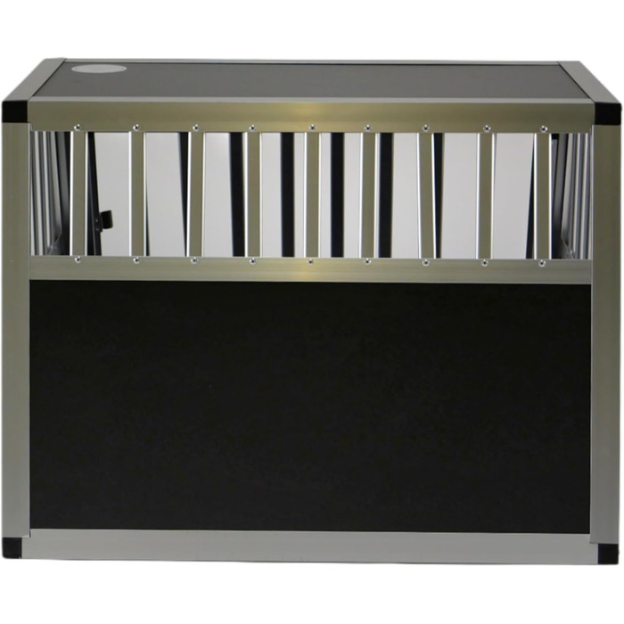 Транспортна переноска для собак DOGHEAD Ecoline, 70x60x50 см, алюмінієва, чорний/срібний колір