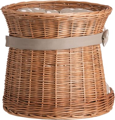 Кішка Будка Кругла Натурального Кольору: Двоярусний Корзинка для Кішки з Велюровою Подушкою, Корзинка з Плетеної Вельветової Лози, Кішка-Тур, Меджовтий Колір