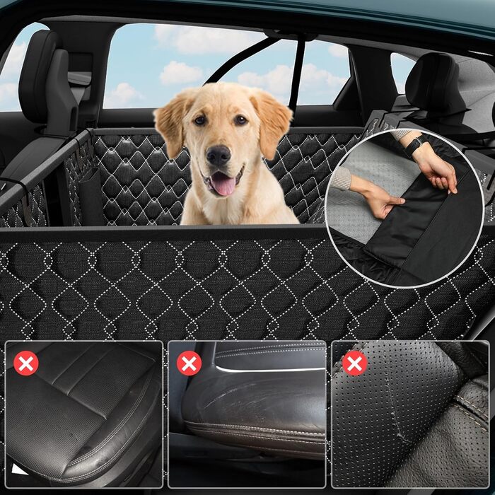 Захист для заднього сидіння автомобіля для собак з жорстким дном, XL, чорний. Водонепроникний, зносостійкий, антиковзний, для собак, вантажівок.
