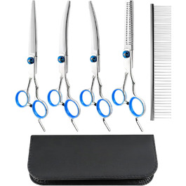 Набір професійних ножиць для собак 5 в 1, ножиці для грумінгу, з металевим гребінцем та шкіряним чохлом