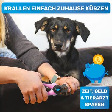 Професійний когтеріз BluePet KrallenSchön із захистом для собак і котів, розмір M-L, рожевий, з обмежувачем і пилкою для нігтів