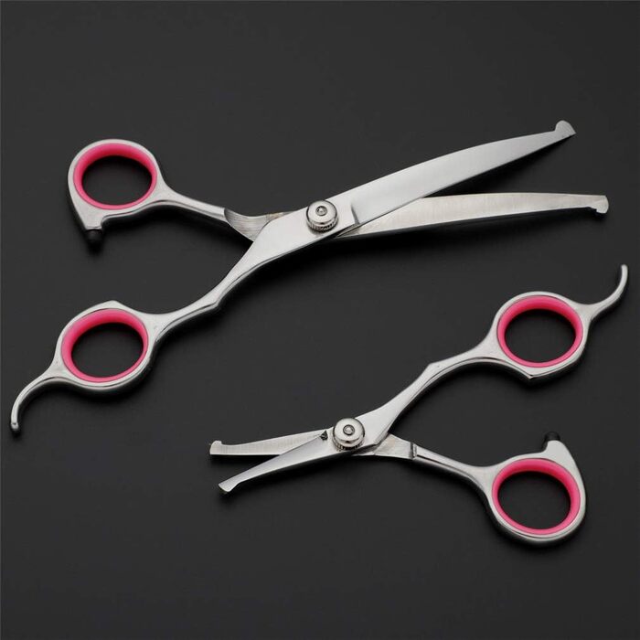 Набір професійних ножиць для грумінгу домашніх тварин, з нержавіючої сталі. Ножиці для стрижки, розріджуючі ножиці, вигнуті ножиці, безпечні закруглені кінчики.