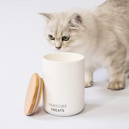 Герметична банка для корму котів LucyBalu®, біла – контейнер для сухого корму, ласощів, з кришкою