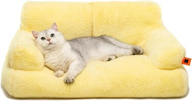 Лежак для котів і собак MEWOOFUN, м'який, флісовий, із нековзною основою, жовтий, 66x48 см, праний