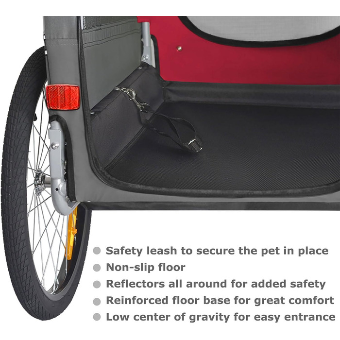 DOGGYHUT® Преміум візок для собак 2-в-1: буксир та візок для собак до 23 кг (червоний)