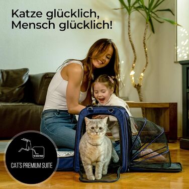 Транспортна переноска для котів You Decide Munich Cat Suite LX Marine з туалетом, складна, для великих котів
