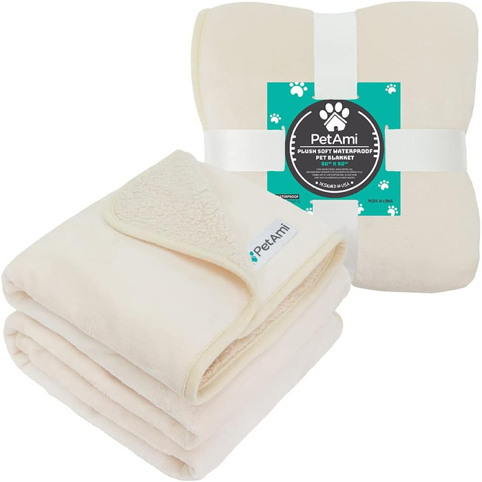 Водонепроникний килимок для собак PetAmi, 60x80 см, рожевий, для ліжок, диванів, собак та кошенят, миючий, рожевий & бежевий