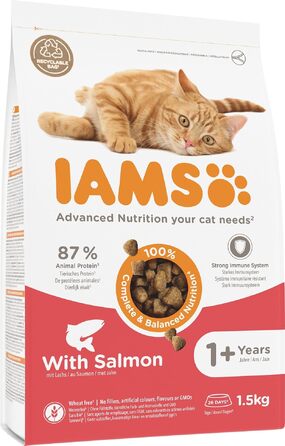 Сухий корм для котів IAMS з лососем для дорослих від 1 до 6 років, 10 кг