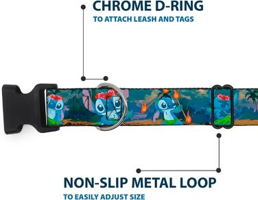 Нашийник Buckle-Down з пластиковим кліпом Stitch Hula Dance, ширина 1/2 дюйма, підходить для шиї 8-12 дюймів, середній розмір