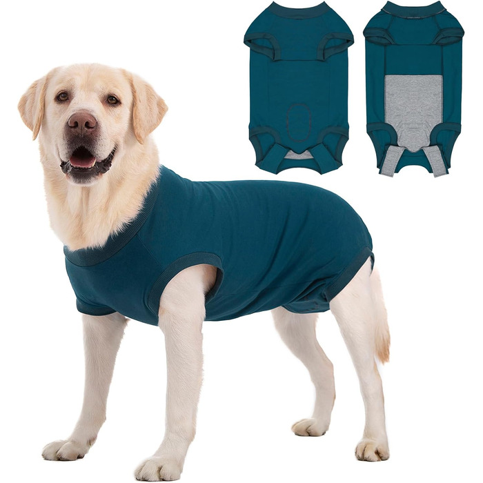 Захисний боді для собак після операції (кастрація/стерилізація) - медичний одяг для собак, захист ран, альтернатива конусу, синій, L
