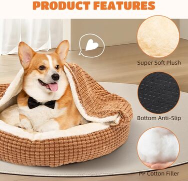 Квіткове ліжко для котів та маленьких собак Nobleza, кругле, миється, 65x58x16 см, коричневе