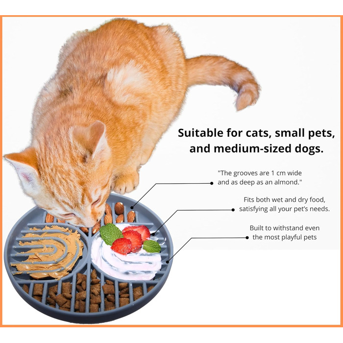 Миски для повільного годування собак та котів, силікон, 2 шт. (Лакс та Шкіряно-сірий), нековзні, для повільного харчування