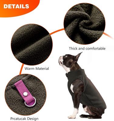 PETCUTE Тепла жилетка для собак, зимова куртка для великих собак, жилетка для домашніх тварин, тепла куртка для собак з отвором для повідка, ідеально підходить для зими, м'яка флісова жилетка (M, Кофе)