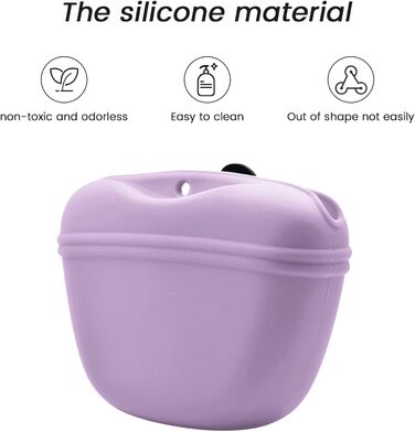 Сумка для корму для собак AUDWUD з силікону, портативний контейнер для тренувань з кліпсою, практичний магнітний замок, 2 шт. (Блакитне озеро + Гібіскус)