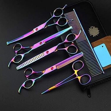 Набір професійних ножиць для грумінгу собак, котів та інших домашніх тварин QUNINE, різнокольорові