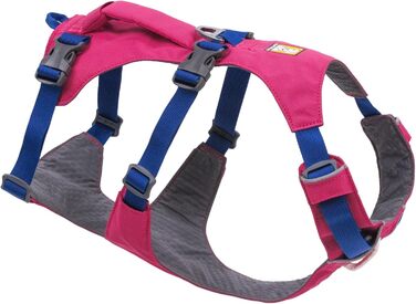 Шлея для собак Ruffwear Flagline з ручкою, легка, регульована, 3 точки кріплення повідка, посилена стрічка, міцне металеве кільце, рожевий Alpenglow, XXS