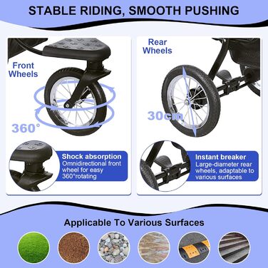 Візок для собак та котів, до 30 кг, складний, з тримачем для напоїв та захистом від дощу, блакитний