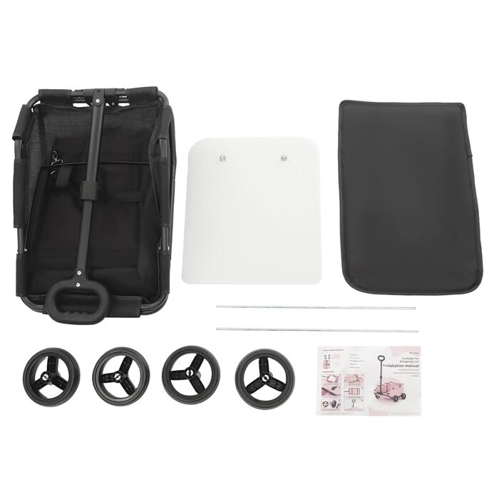 Візок для собак та котів, складаний, чорний, до 10 кг, 86 x 51 x 35 см