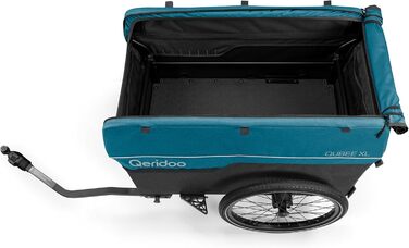 Qeridoo Qubee XL Petrol: Складаний вантажний причіп з об'ємом 220л та швидкою з'єднювальною рамою | Причіп для велосипеда & візок-валіза з повітряними шинами | Аксесуари для велосипеда | Велосипедний причіп